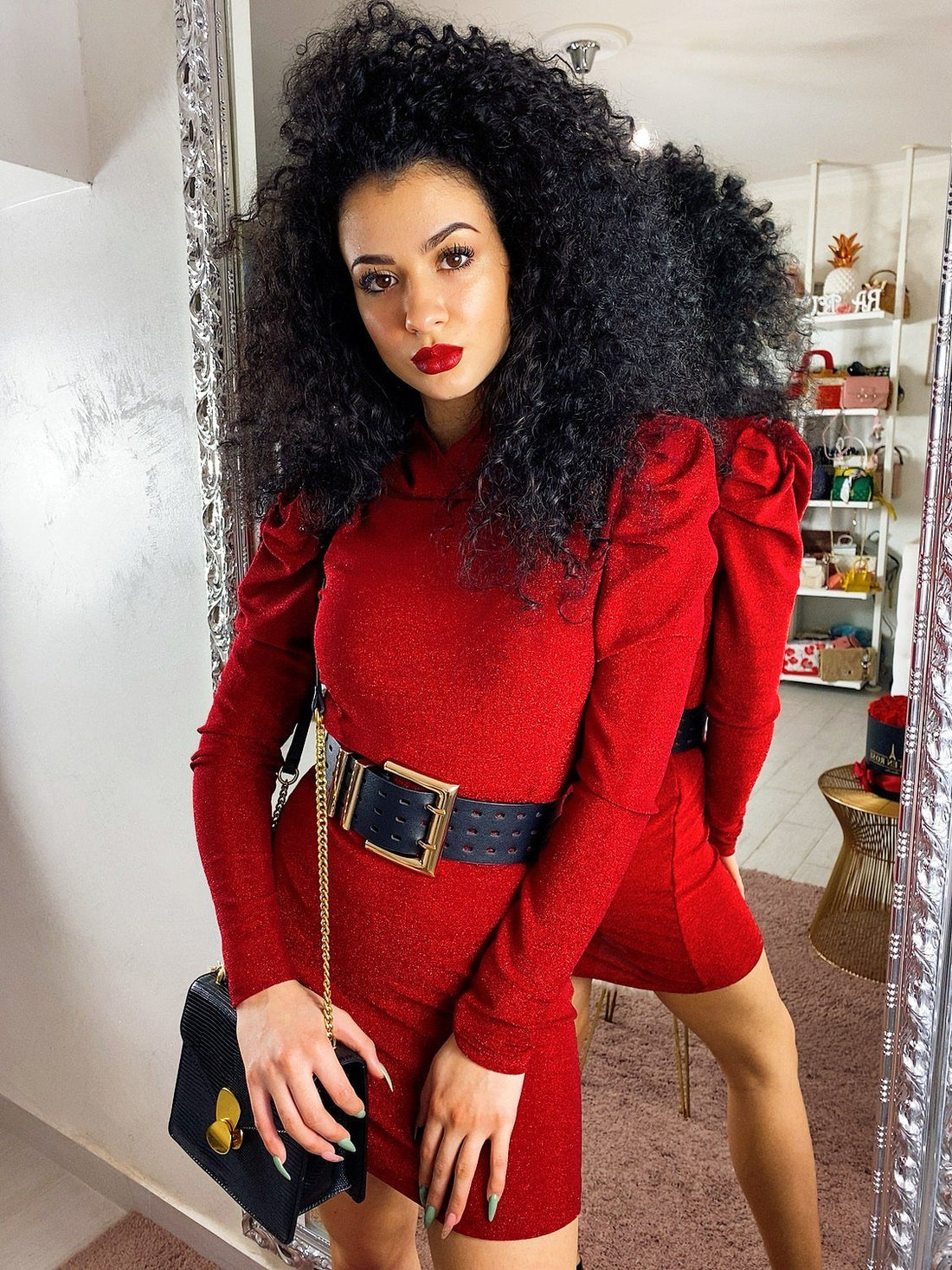 Tubino easy glitter rosso - R.a. Boutique 