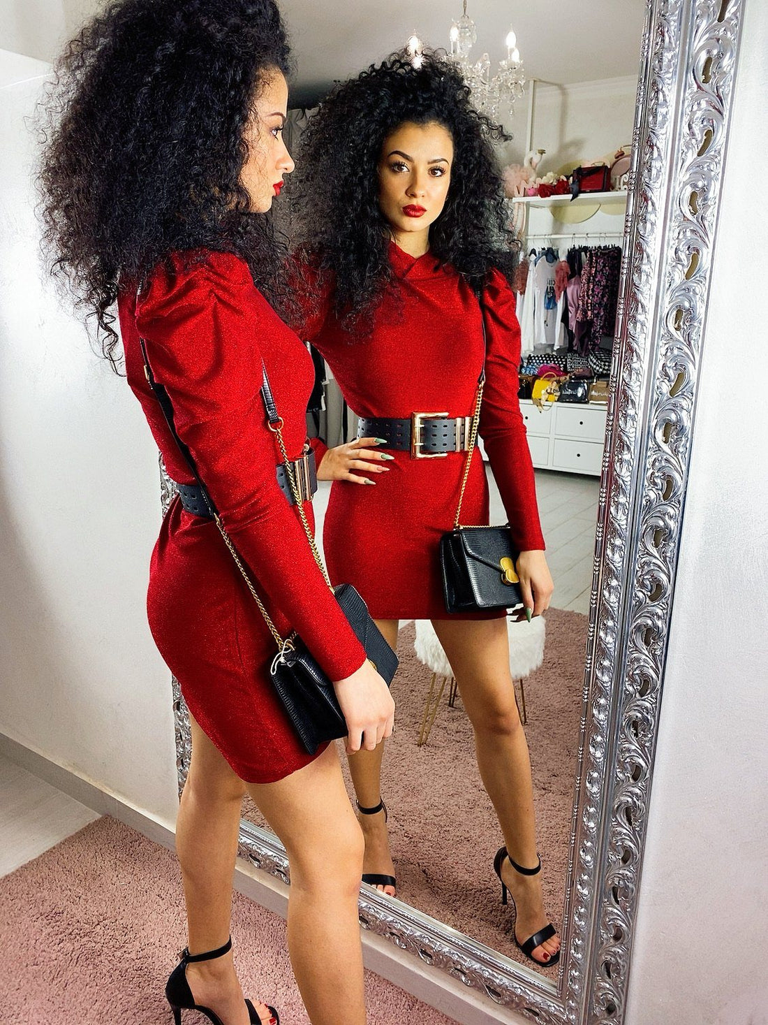 Tubino easy glitter rosso - R.a. Boutique 