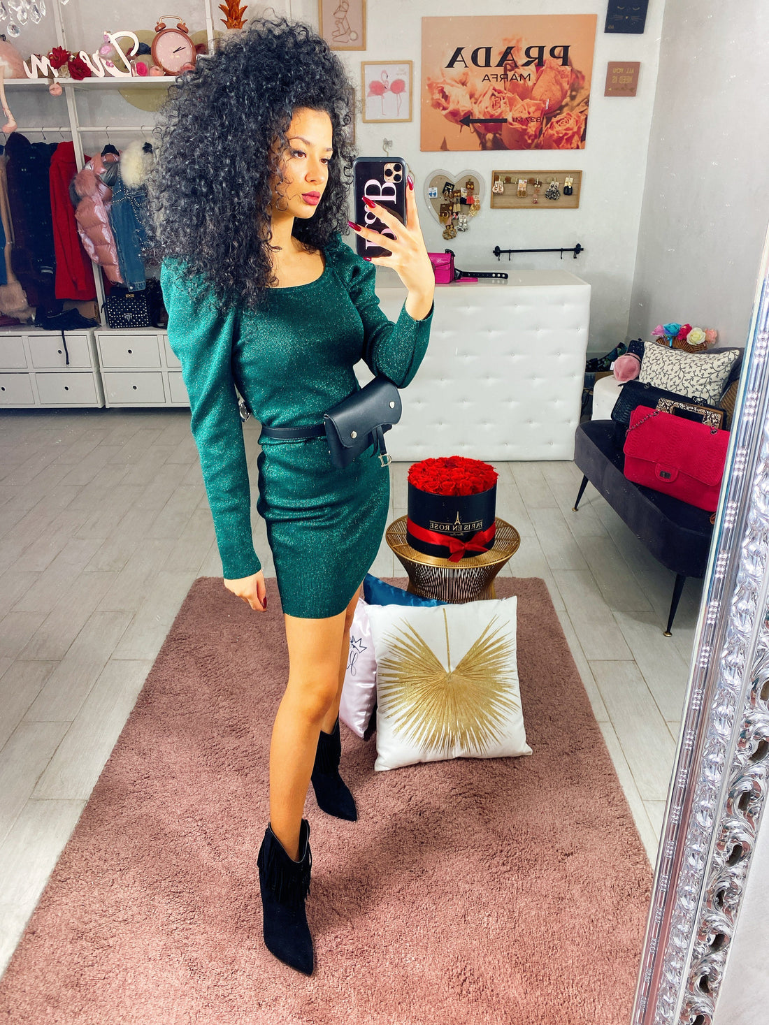 Tubino Verdone glitter - R.a. Boutique 