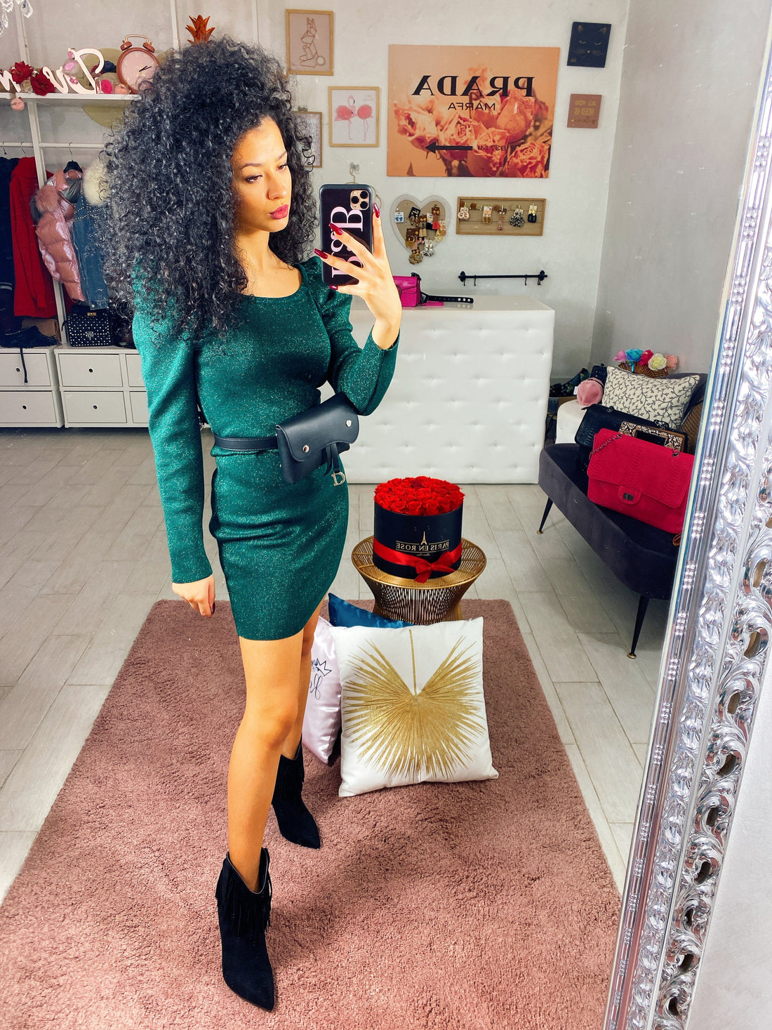 Tubino Verdone glitter - R.a. Boutique 