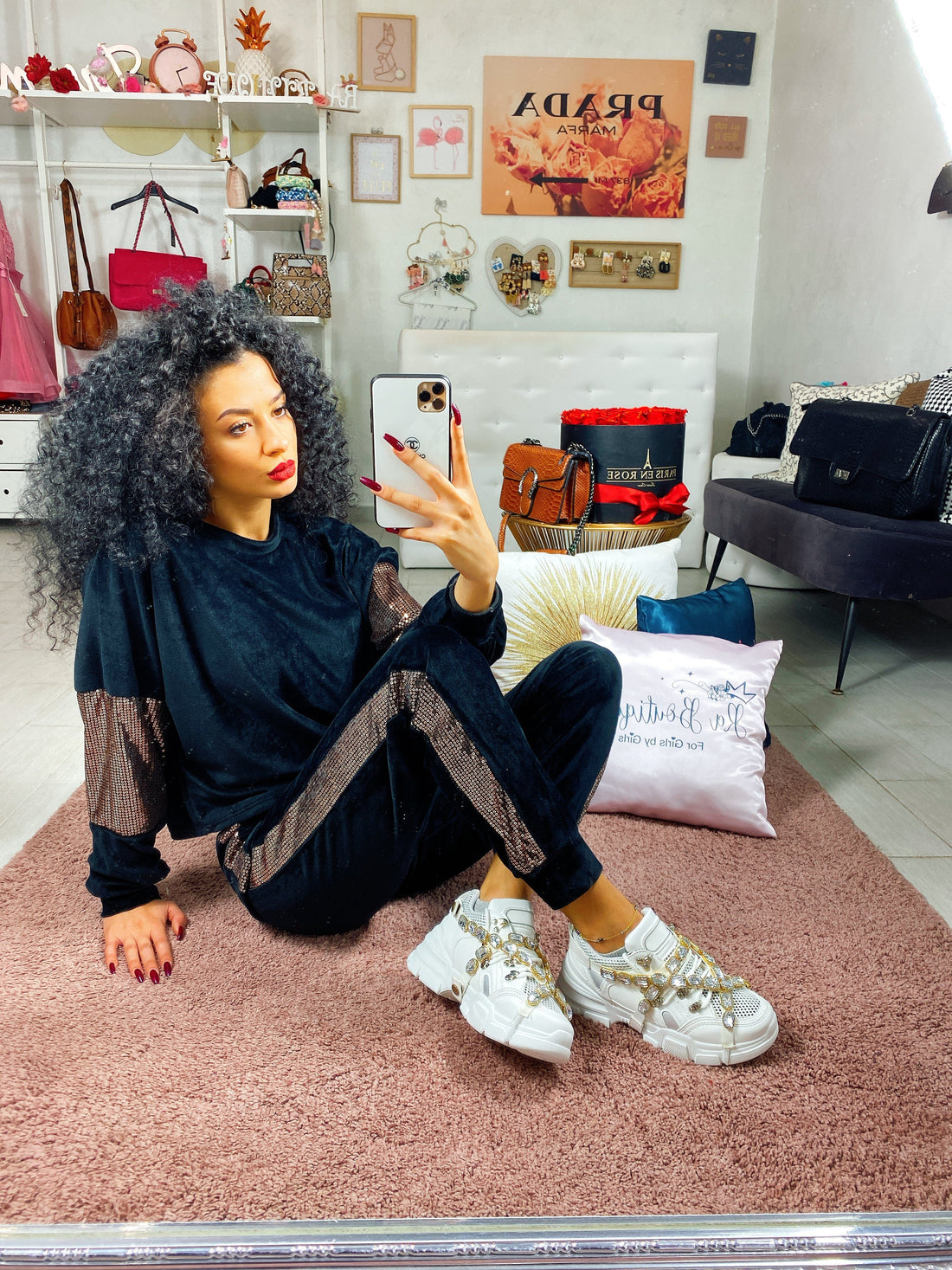 Tuta due pezzi con paillettes bronzo - R.a. Boutique 