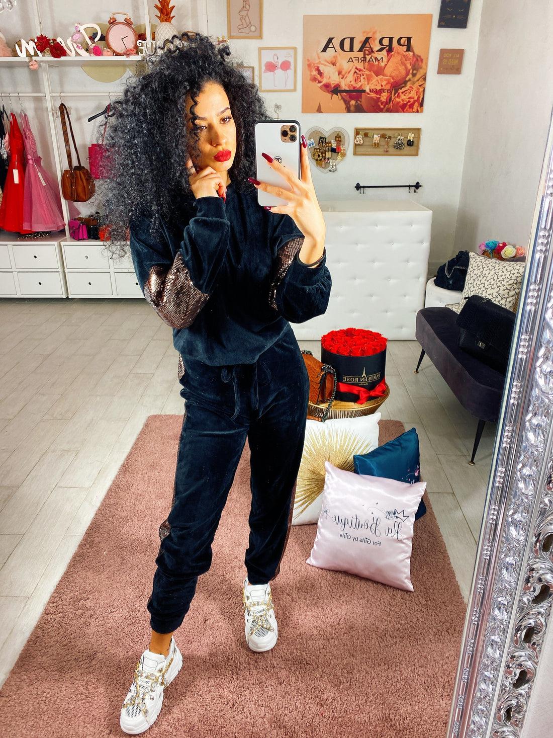 Tuta due pezzi con paillettes bronzo - R.a. Boutique 