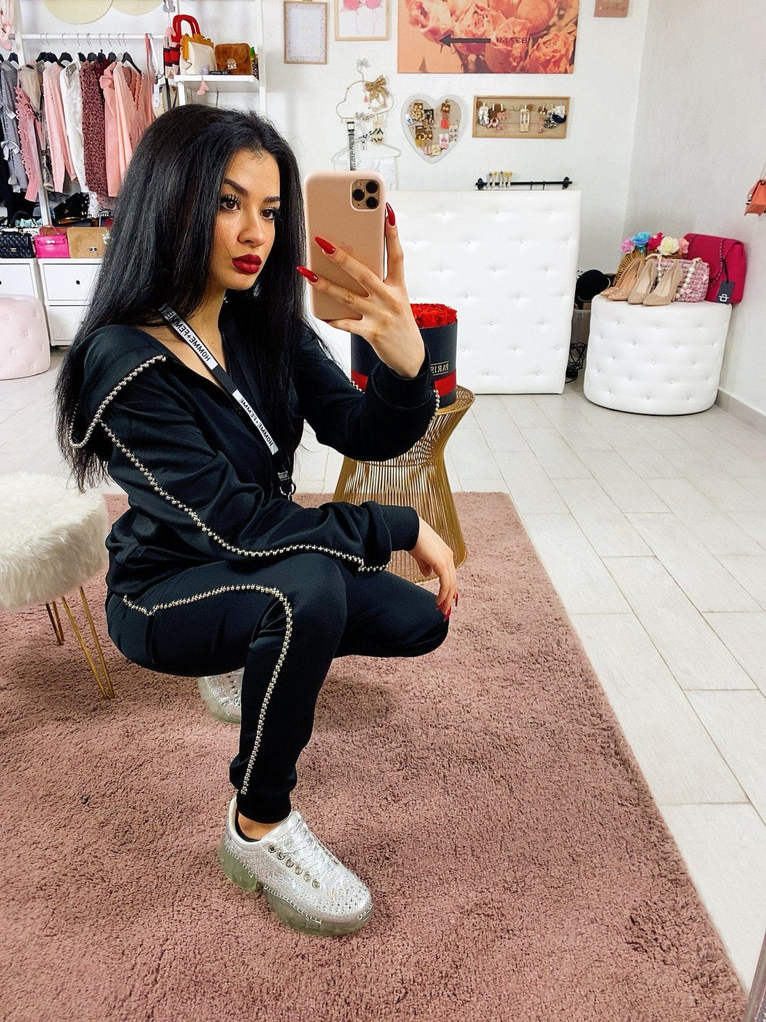 Tuta nera con borchie - R.a. Boutique 