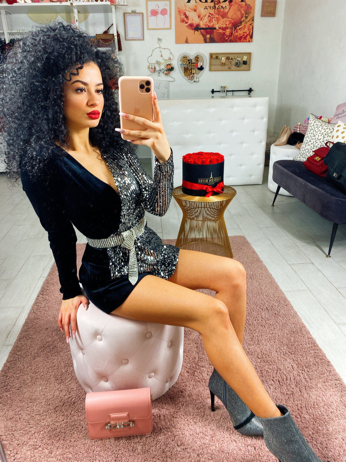 Tutina in velluto con paillettes - R.a. Boutique 