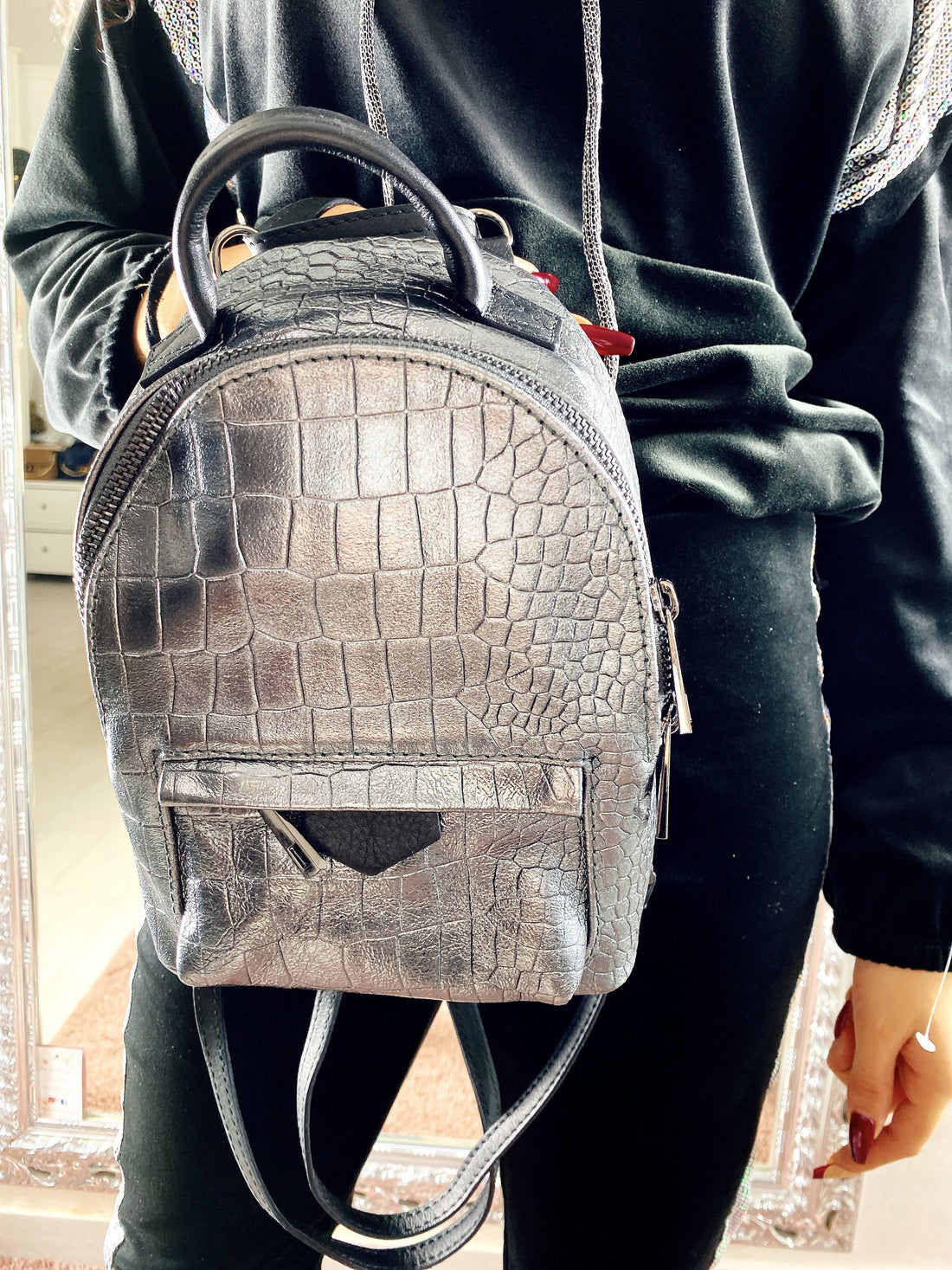 Zaino in pelle argento - R.a. Boutique 