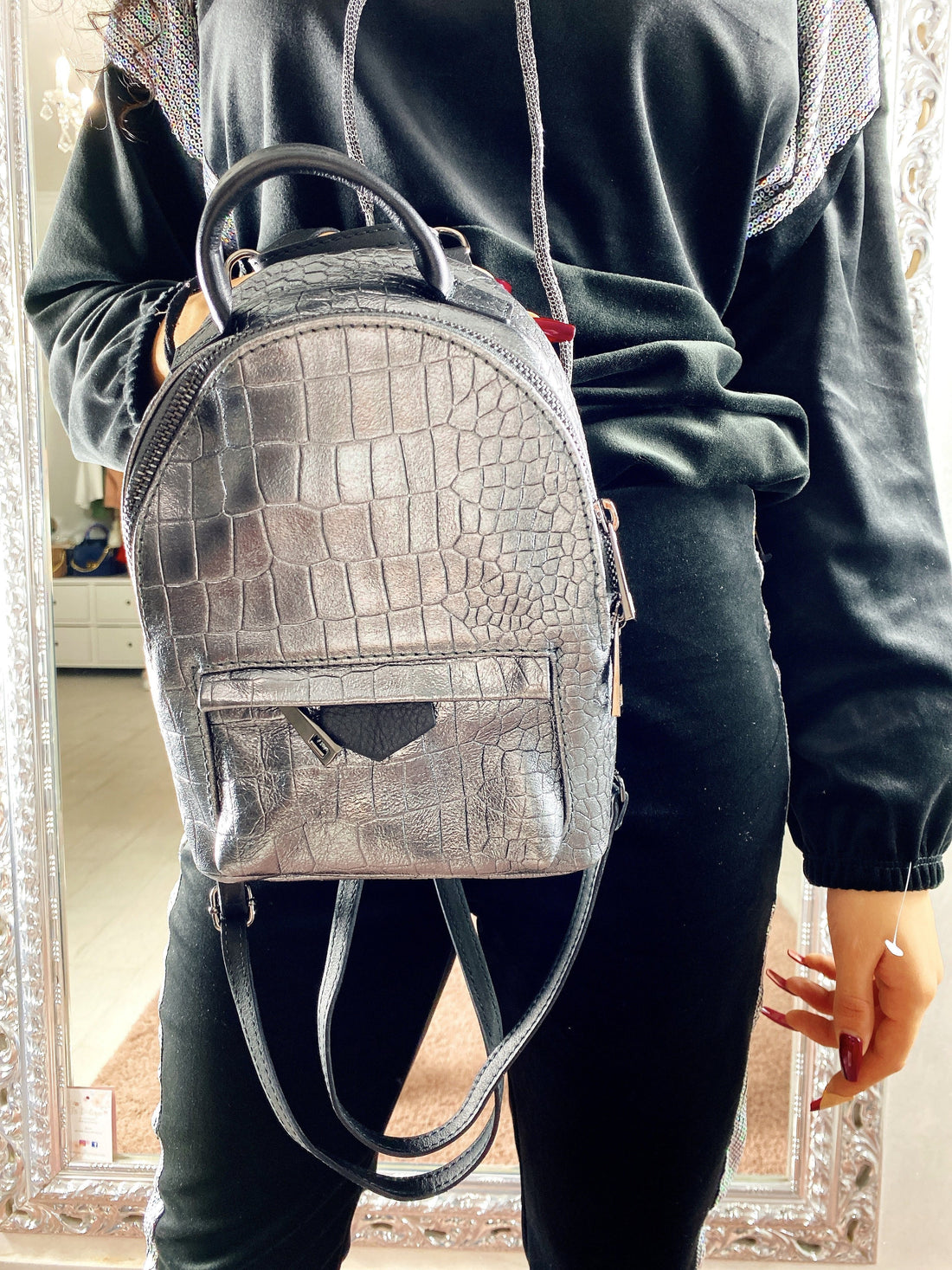 Zaino in pelle argento - R.a. Boutique 